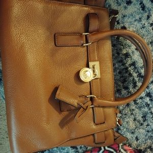 Michael Kors Tan Leather Shoulder Bag with Gold Accents